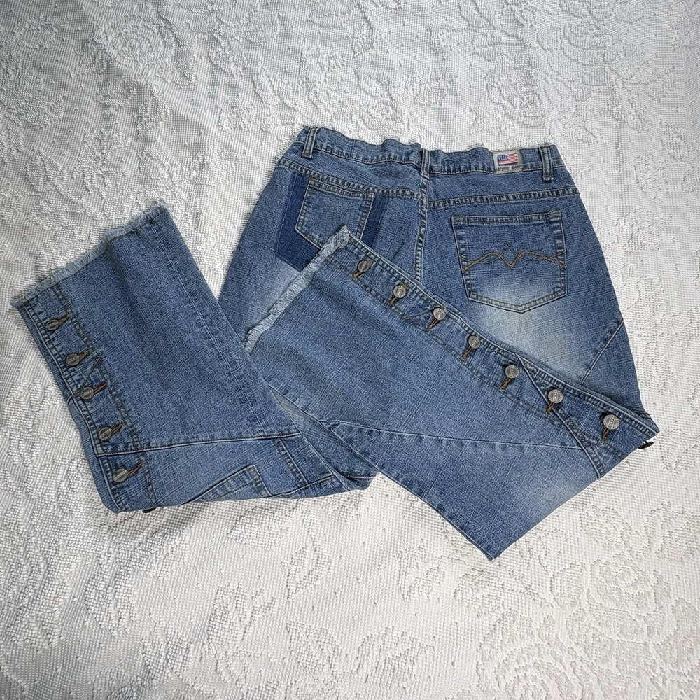 Vintage Apollo Jeans Womens Size 13 14 Waist 28" Flared Y2K Distressed Faded - Picture 5 of 10